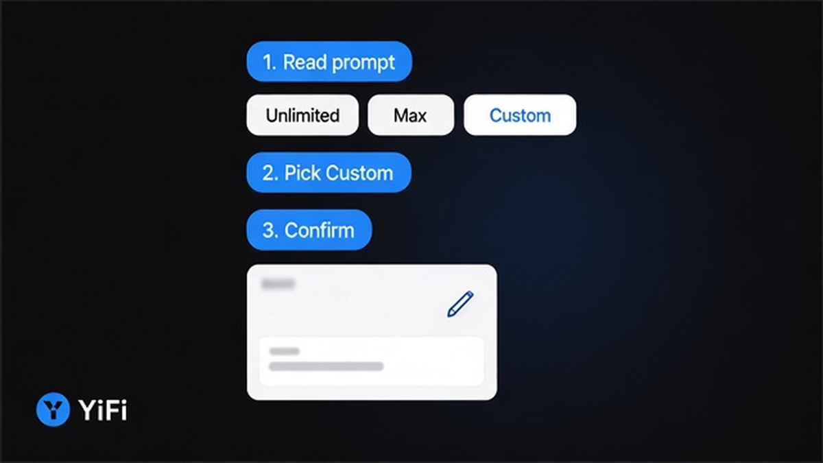 Workflow: read wallet prompt chips Unlimited, Max, or custom spending cap