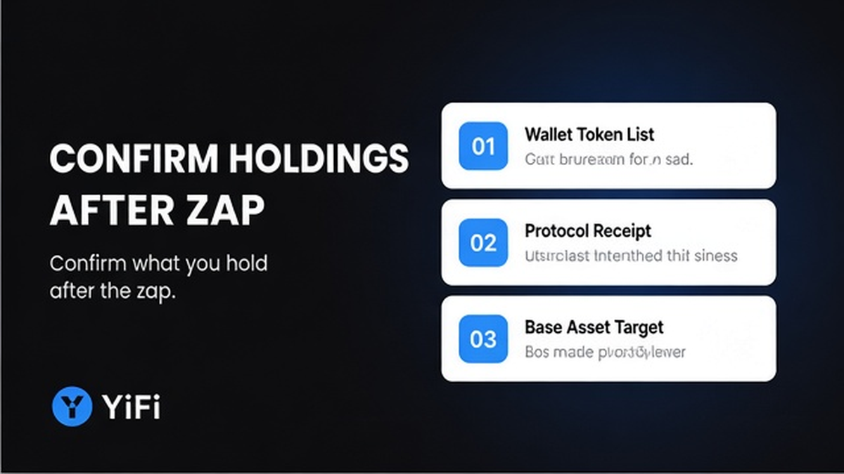Workflow steps to confirm protocol receipt holdings after an Earn zap