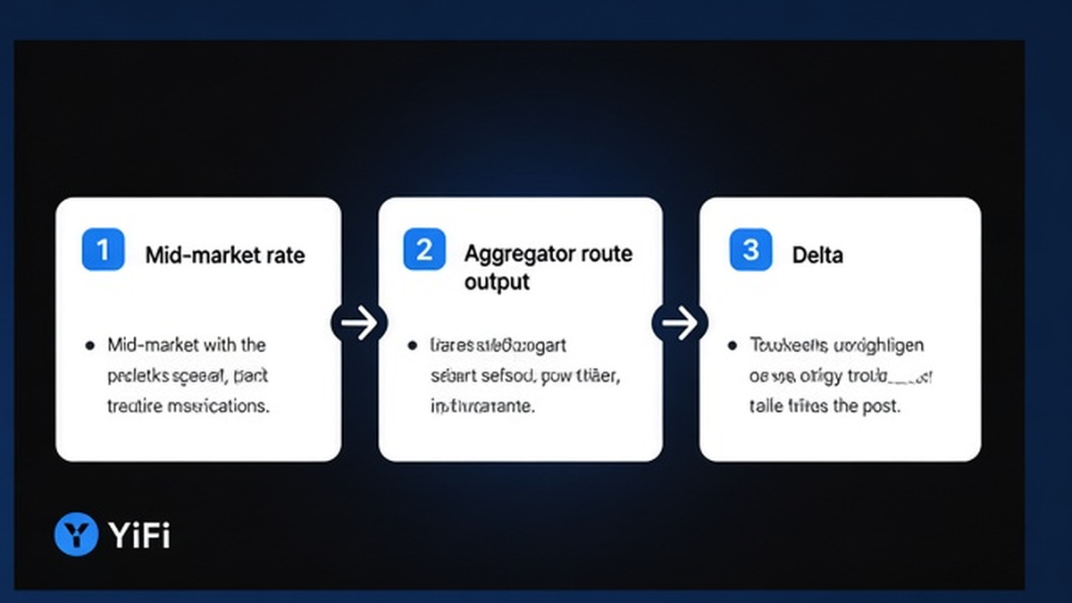 Workflow diagram: mid-market rate to aggregator route output steps