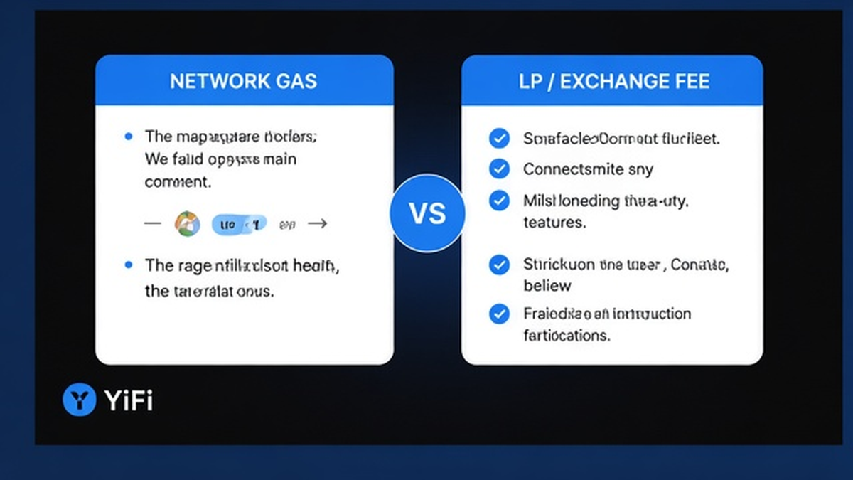 Comparison UI: network gas versus LP or exchange fees before signing