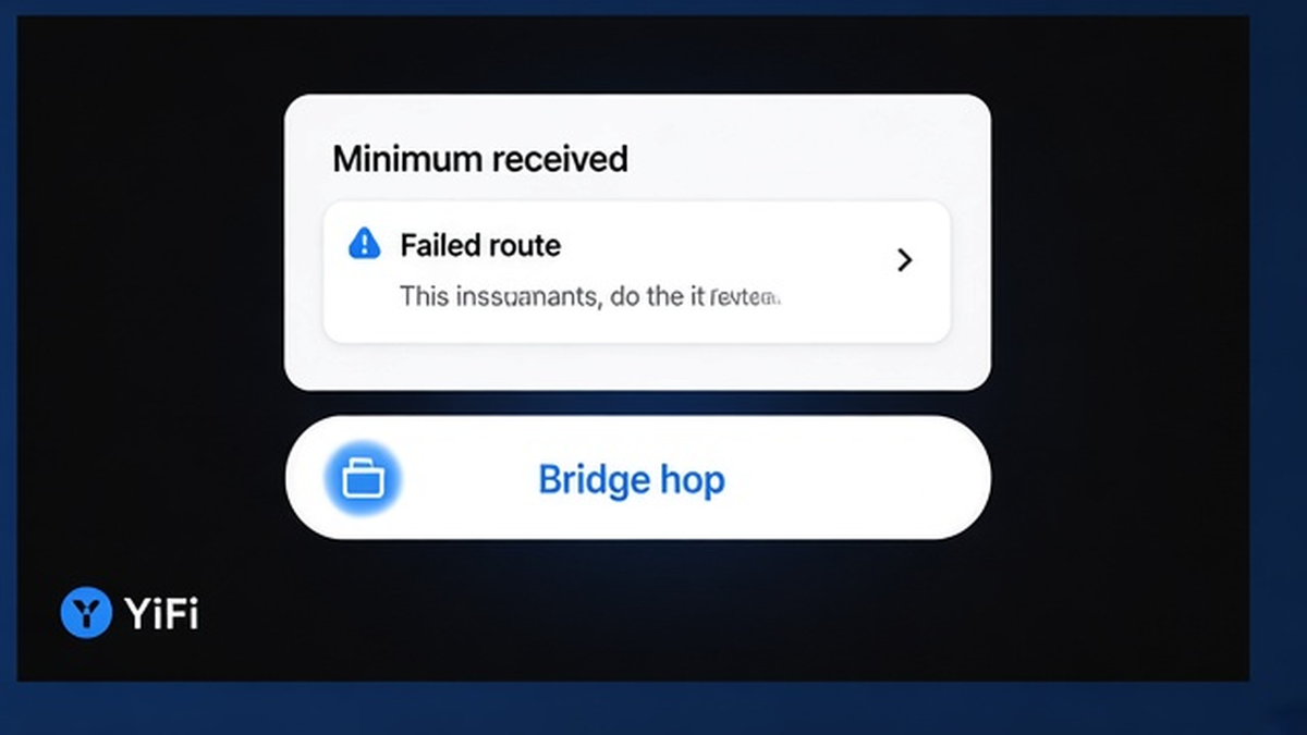 Quote widget mock: minimum received, failed routes, and bridge hops