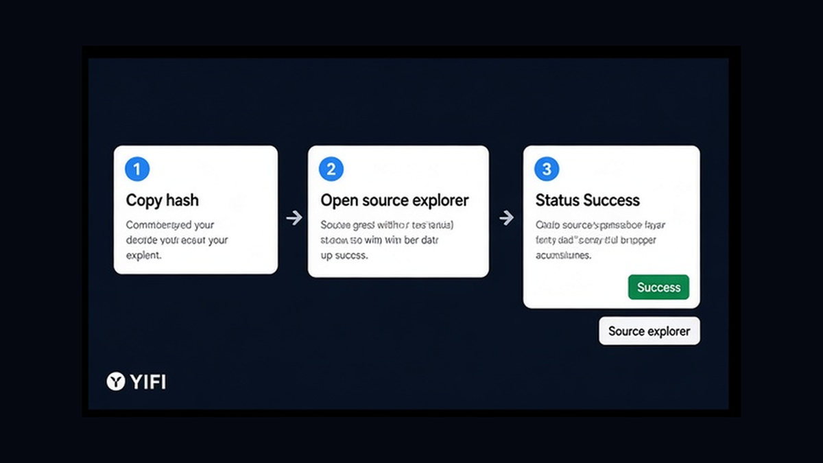 Workflow diagram: copy source hash and confirm Success on the source-chain explorer